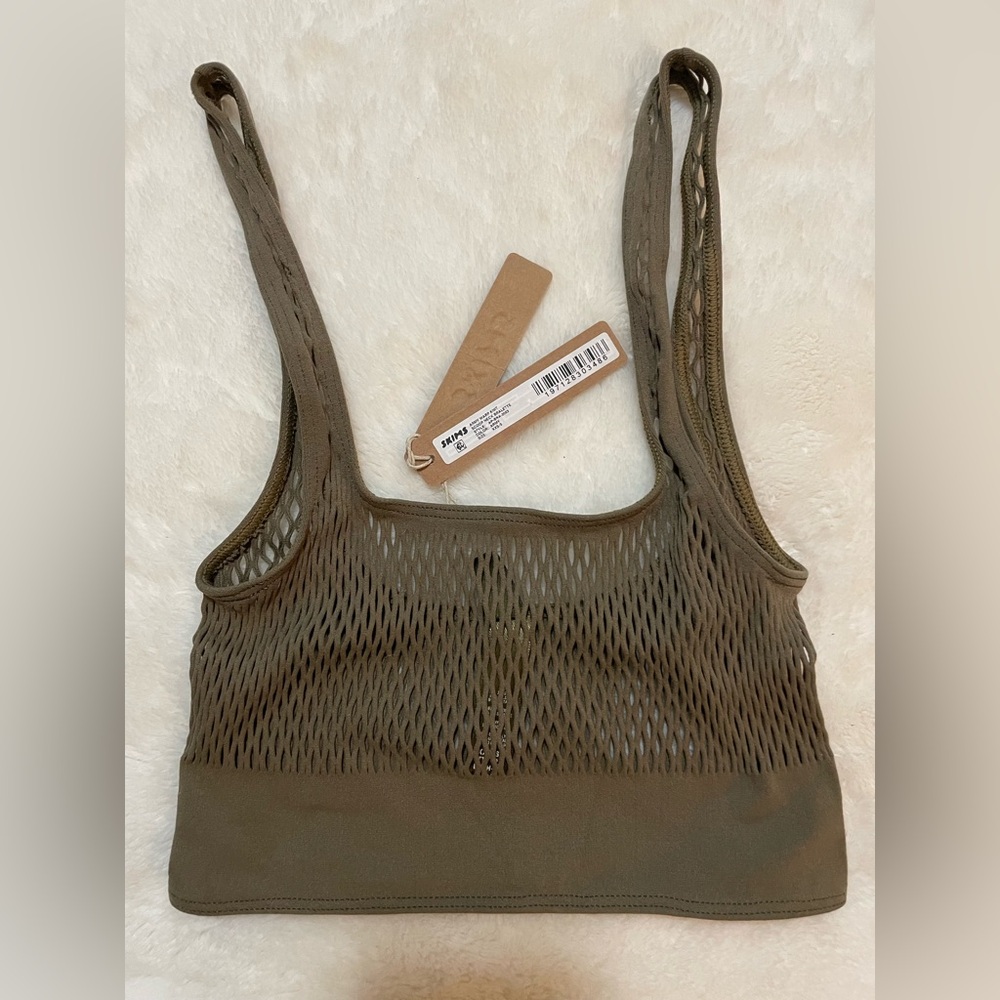 SKIMS Army Warp Knot Scoop Neck Bralette Coverup NWT